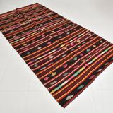 5x9 Wine Red Vintage Kilim Area Rug, 143x275Cm