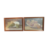 Pair of oil paintings with grapes