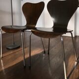 Pair of butterfly 3107 chairs by Arne Jacobsen pilot version, 1955