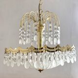 Gold metal basin pendant light with tassels - Italy