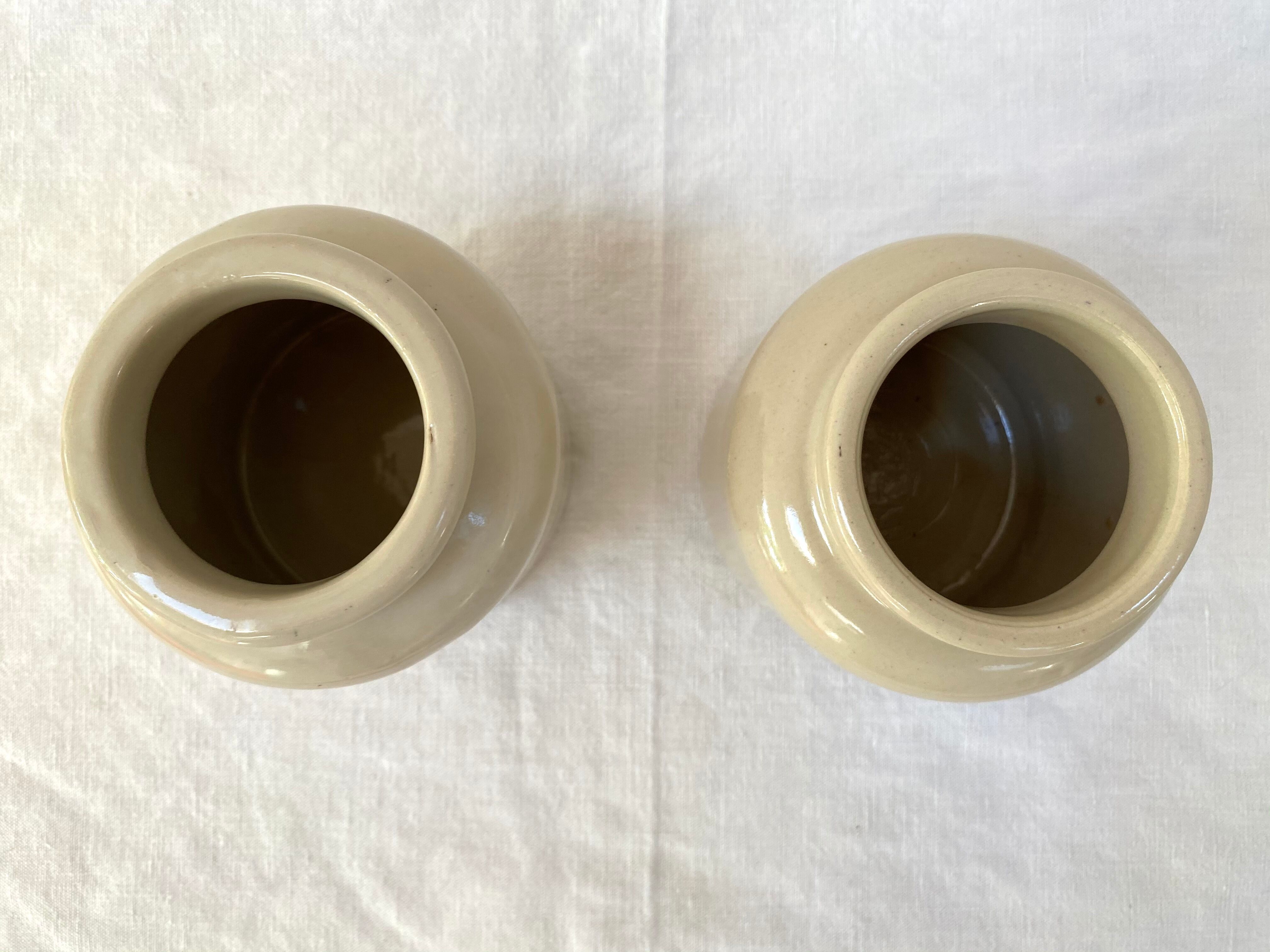 Set of 2 old stoneware mustard pots