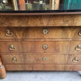 Commode 4 tiroirs style Empire en noyer blond, XIXème siècle
