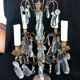 Golden brass girandole - 4 arms of lights - stamps and fleurettes in cut crystal