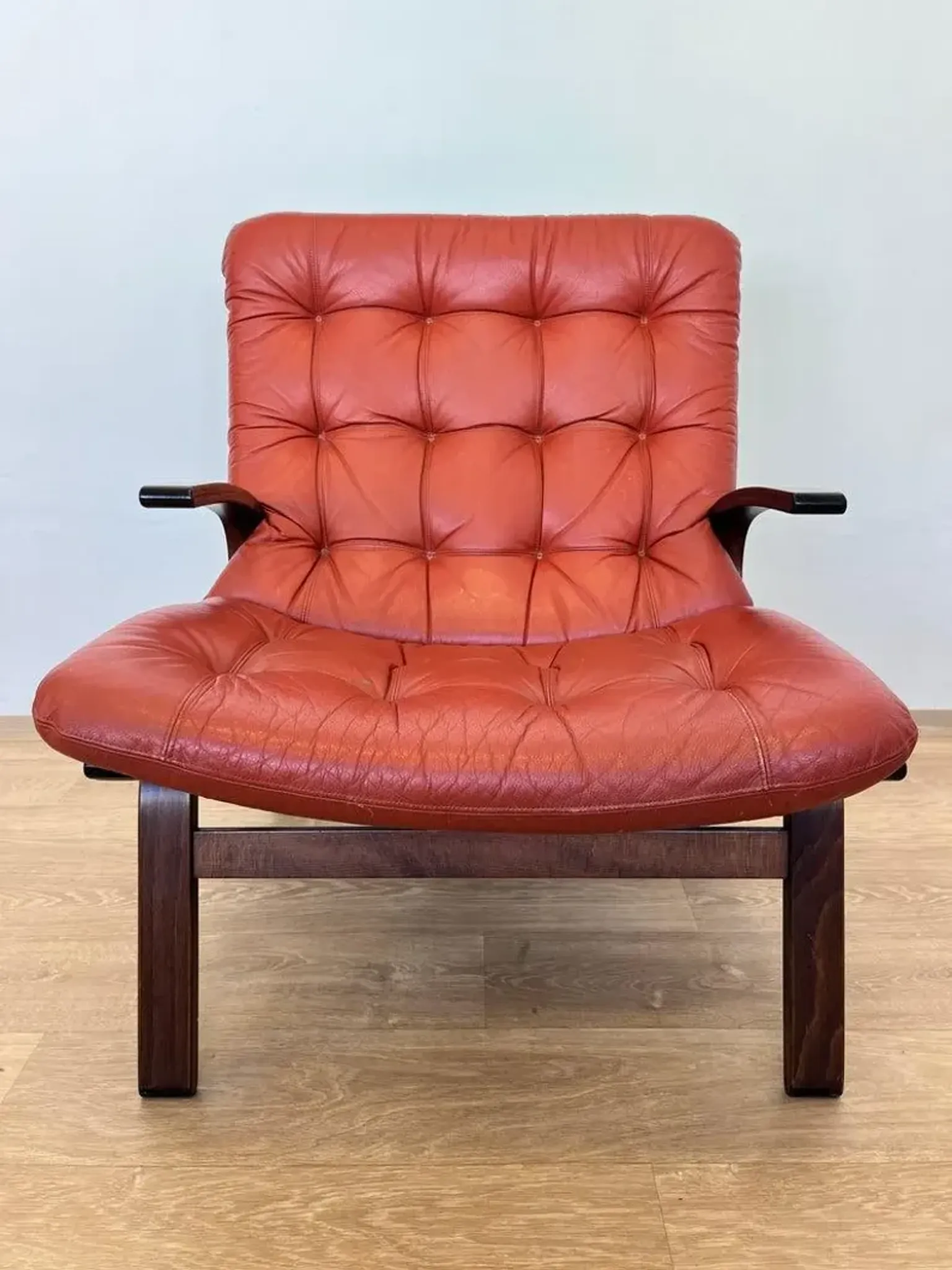 1970s Design mid century Danish Bentwood and leather Armchair by Farstrup