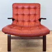 1970s Design mid century Danish Bentwood and leather Armchair by Farstrup
