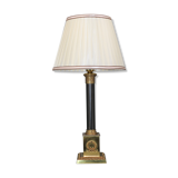 Lamp in gilded bronze and patinated empire style pleated lampshade
