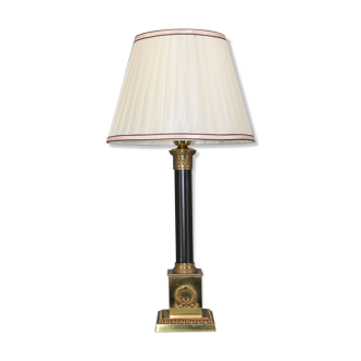 Lamp in gilded bronze and patinated empire style pleated lampshade