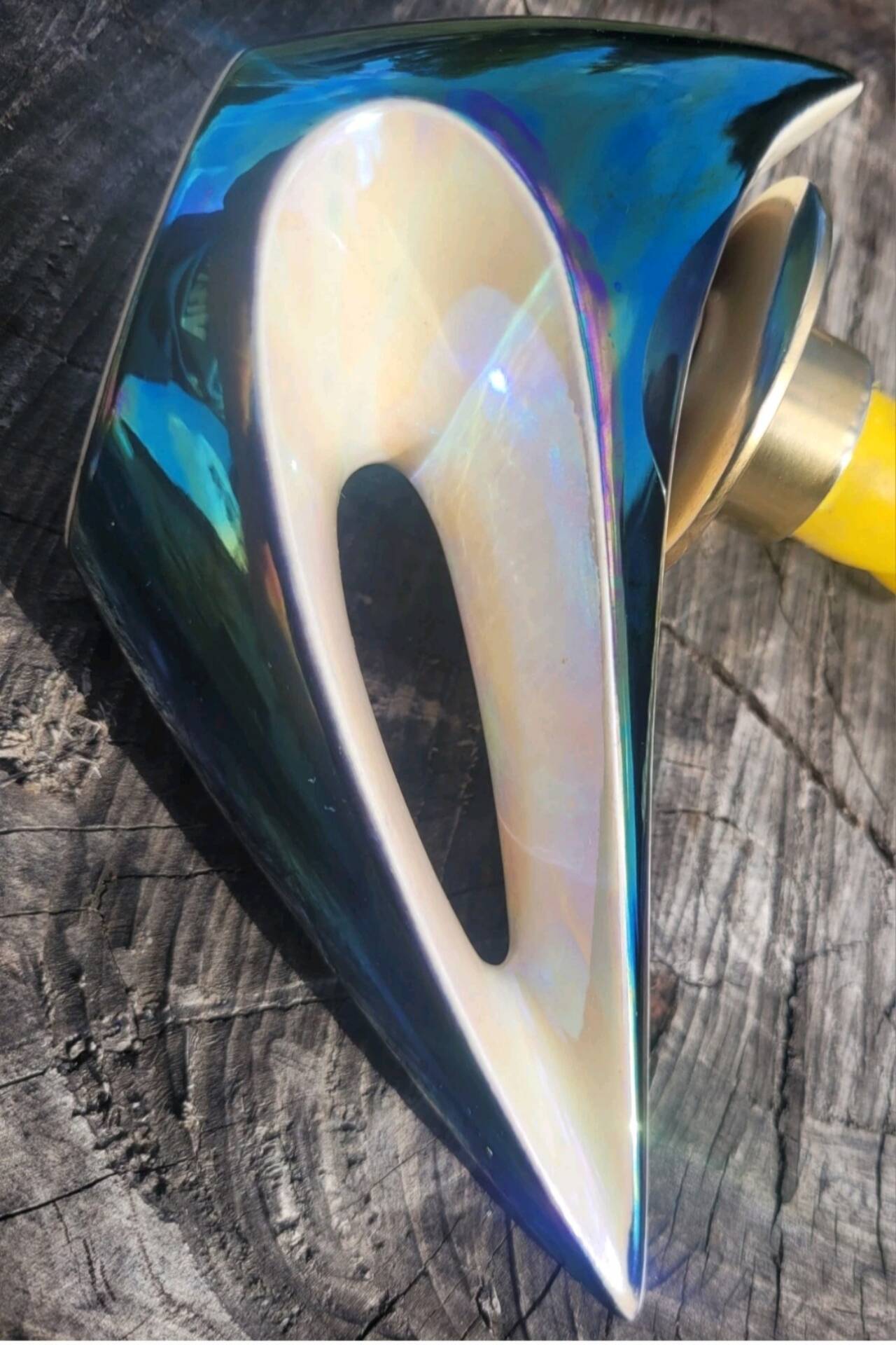 Ashtray and its pestle 6112 & candlestick 6146 Iridescent ceramic VERCERAM