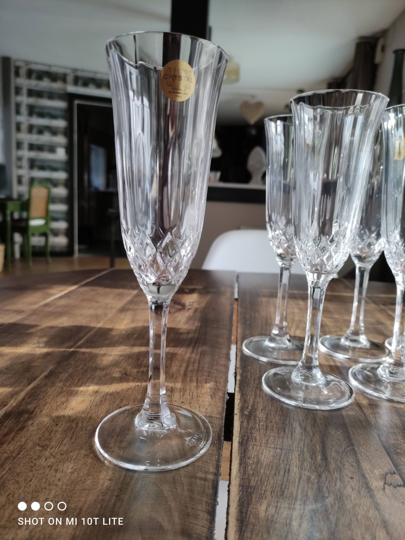 Set of 12 vintage Italian crystal champagne flutes Capri model with original boxes