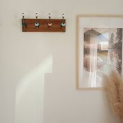 Porte-manteau mural 8 patères – style vintage – bois teinté & métal