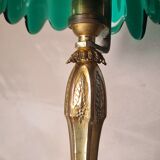 Chiseled golden bronze lamp, art nouveau, art deco with pretty tulip original 33x15 electricity ok