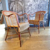 Pair of vintage rattan armchairs