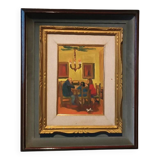 Painting figures oil on canvas board UGO PAZZI