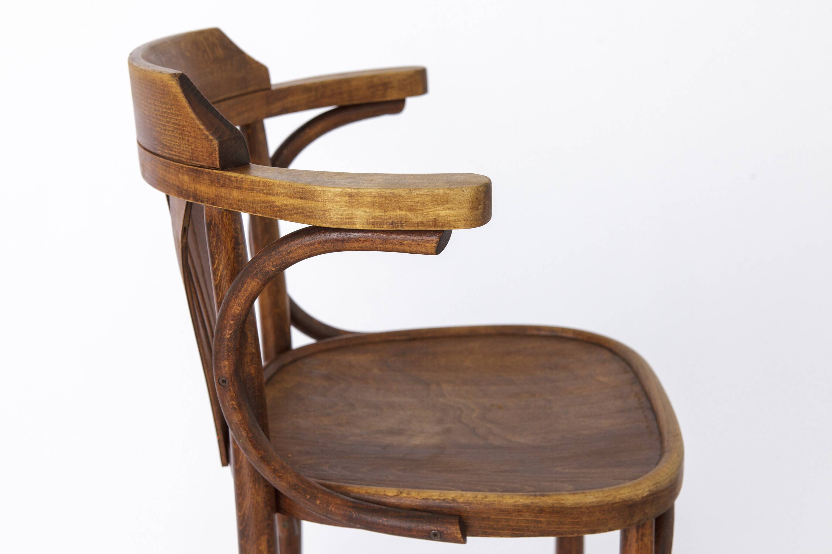 1 tabouret haut de pub irlandais vintage en bois avec technique de bois courbé des années 1960-1970