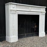 Louis XVI Style Fireplace In Statuary White Marble Circa 1880