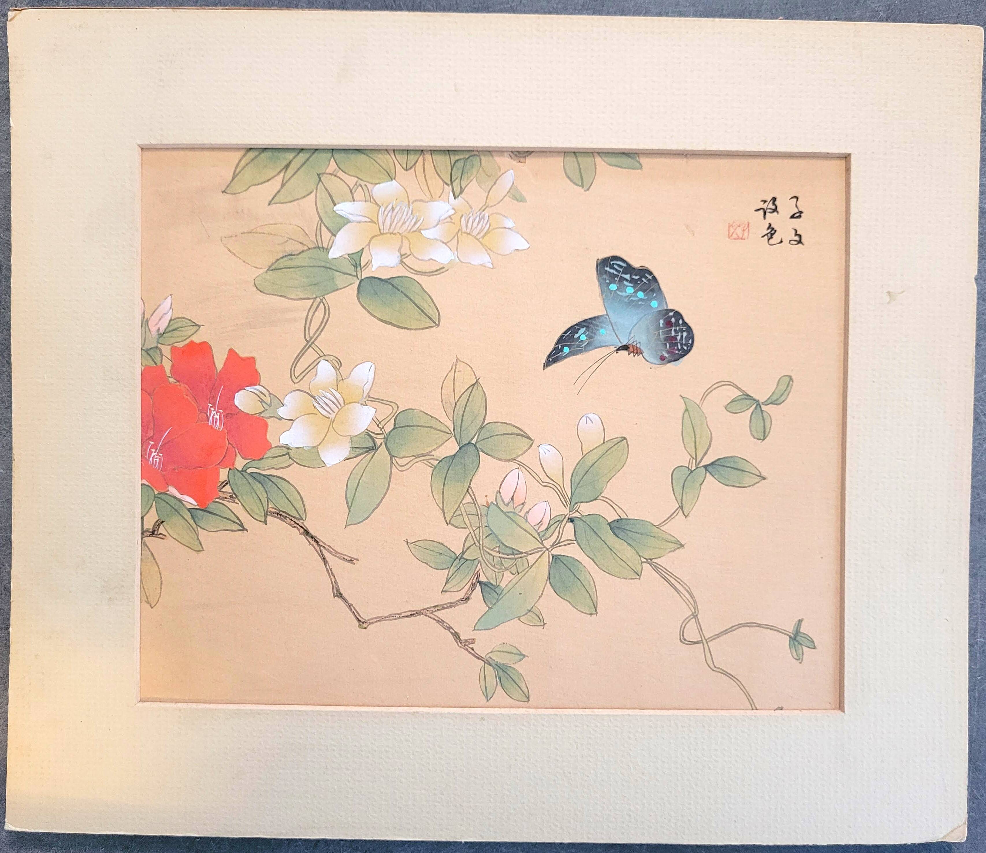 Ancient Chinese painting - Butterfly and flowers