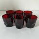 6 Arcoroc ruby glasses – Faceted design from the 70s-80s