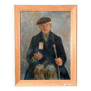 Large oil on panel by Ferruccio Ferri - 1940 - "The Blind Man" published