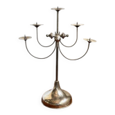 Sculptural five-arm metal candelabra, Attila Demcsik, Hungary, circa 1980
