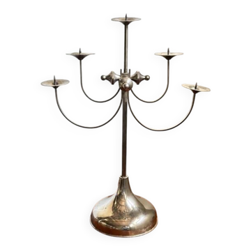 Candelabre sculptural en métal à cinq bras, Attila Demcsik, Hongrie, vers 1980