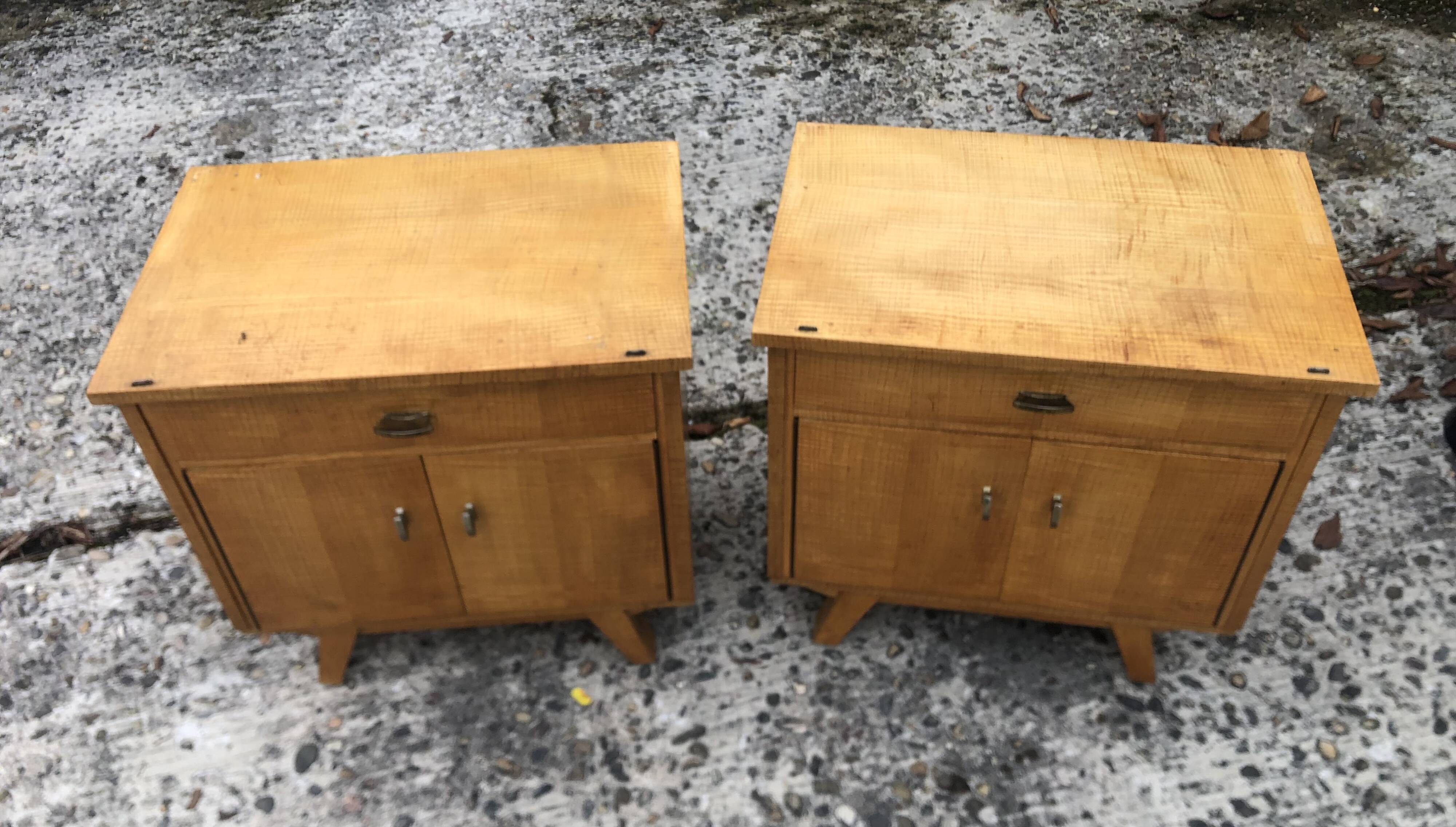 Vintage 60s blond wood bedside tables