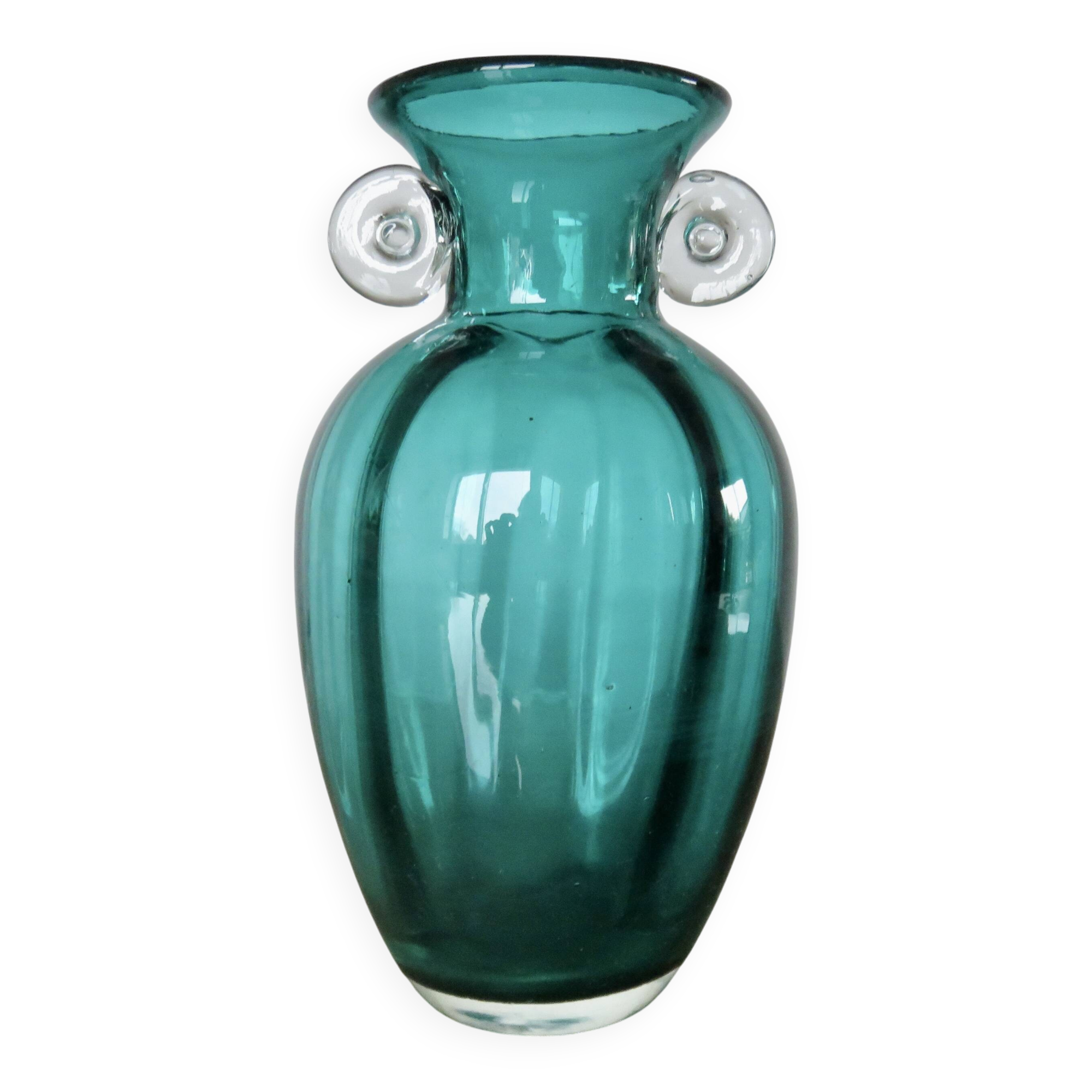 Turquoise Murano blown glass vase, 1970s