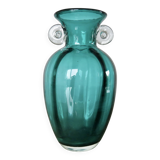 Turquoise Murano blown glass vase, 1970s