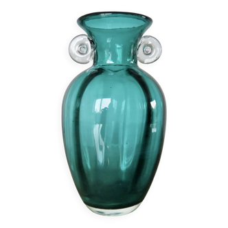 Turquoise Murano blown glass vase, 1970s