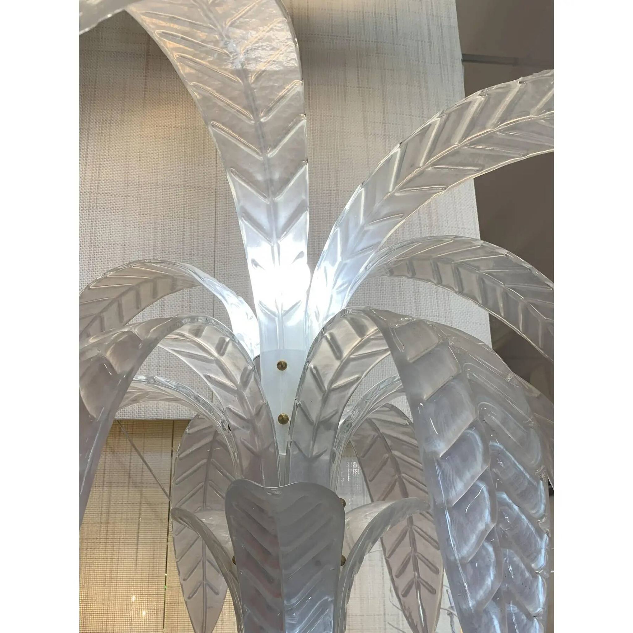 Vintage Opalino Palm Tree Murano Glass Floor Lamp, in the Style of Napoleon