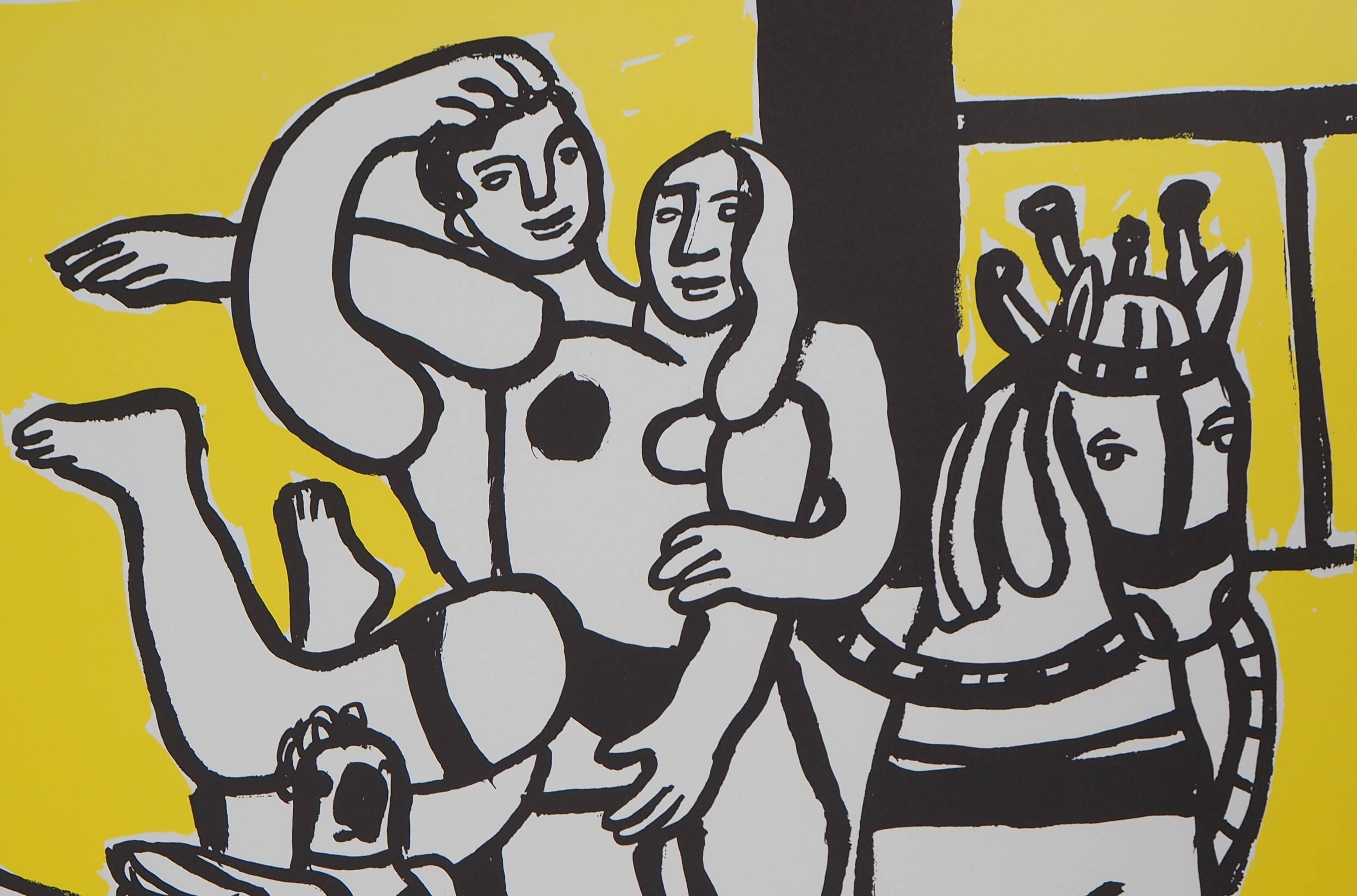 Fernand LEGER: Loving couple and horse, signed lithograph.