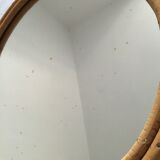 Vintage round rattan mirror 1950 29cm