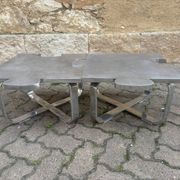 Pair of uniquely designed handmade puzzle coffee tables
