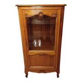 Solid wood display cabinet.