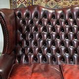 2-seater leather Chesterfield wingback sofa from the 80s