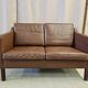Danish vintage 2 seater brown leather sofa  1960s