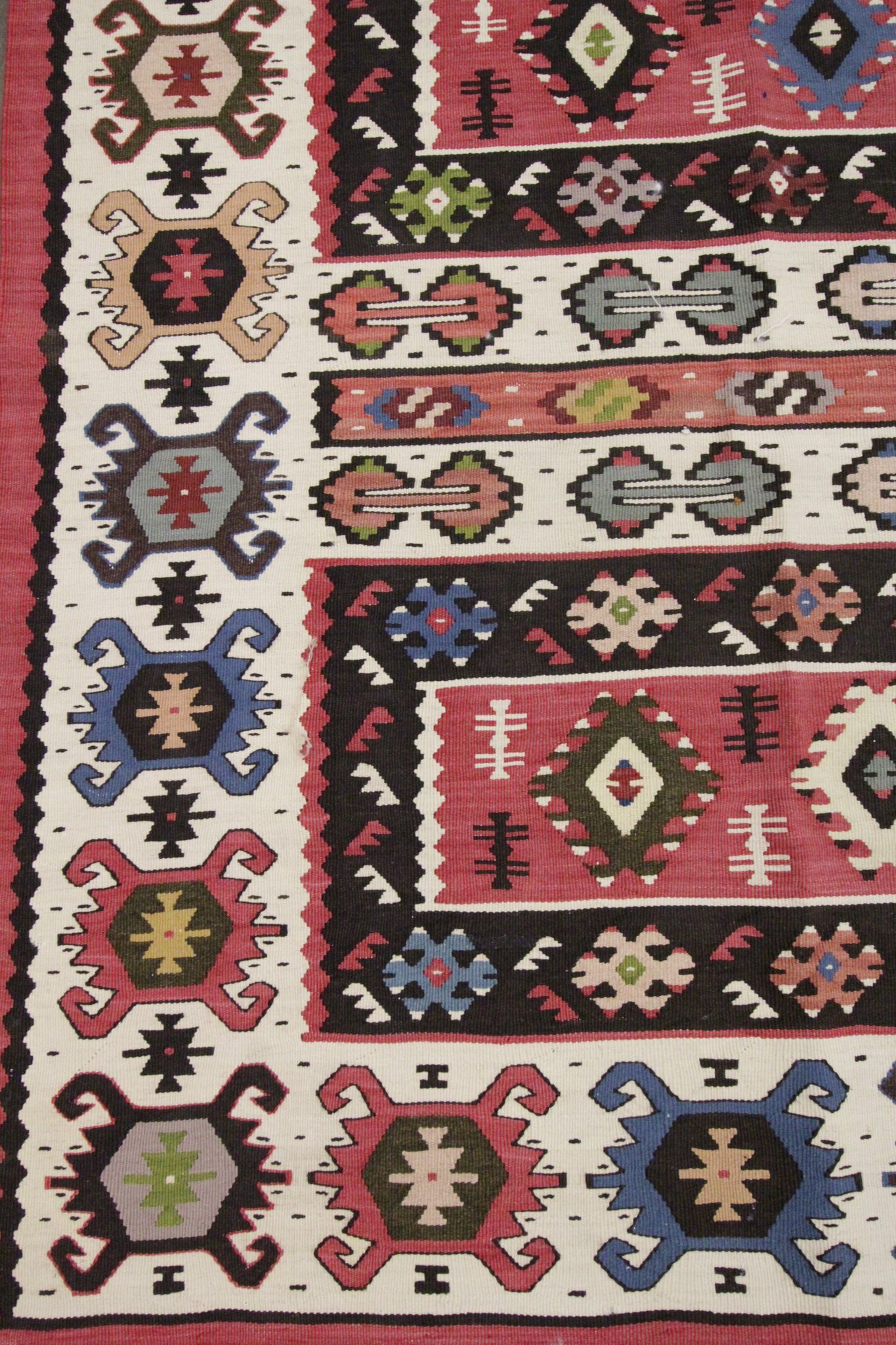 Antique Serbian Pirot Kilim Area Rug Traditional Flat Woven Rug- 200x300cm