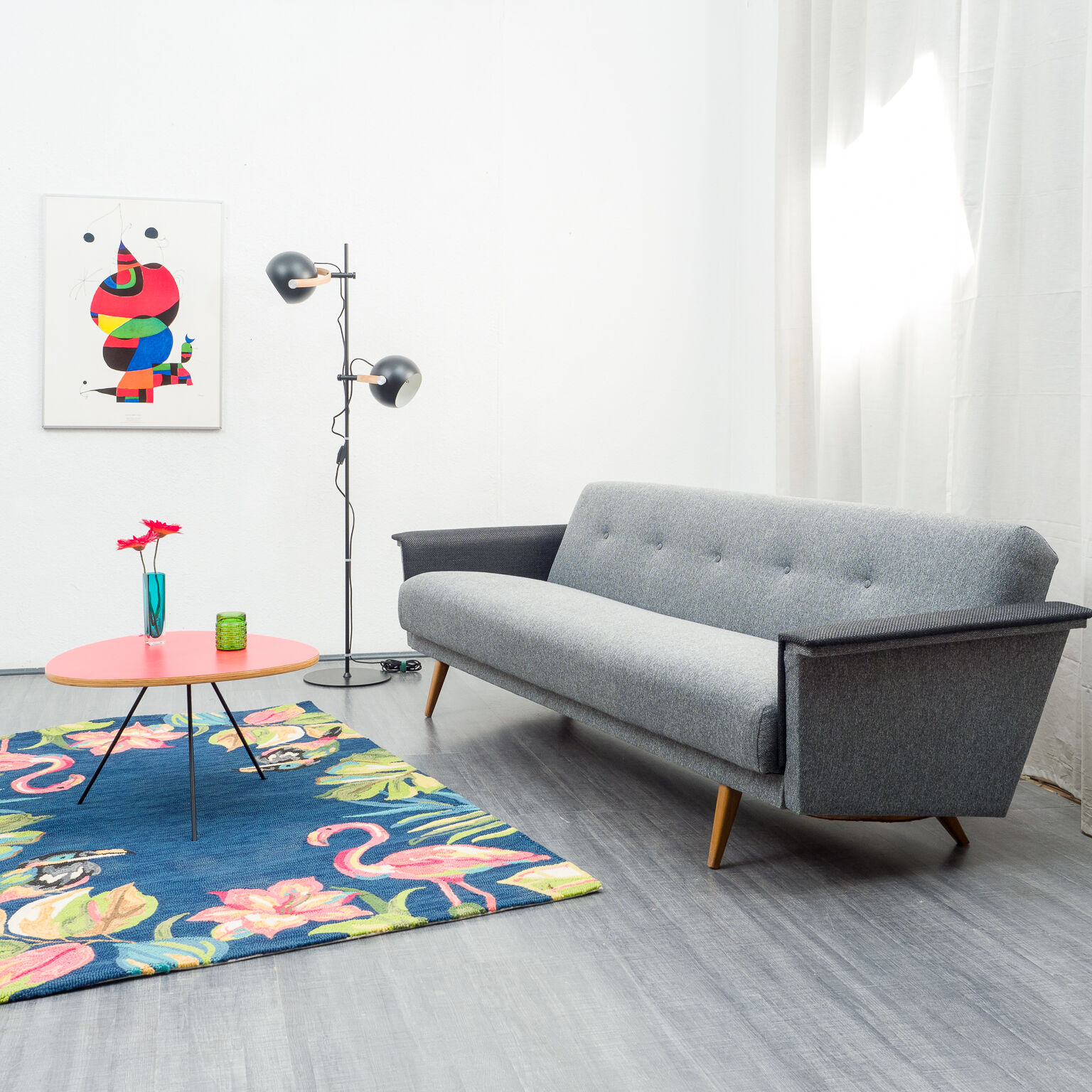 Convertible sofa, 60s, two-coloured, restored