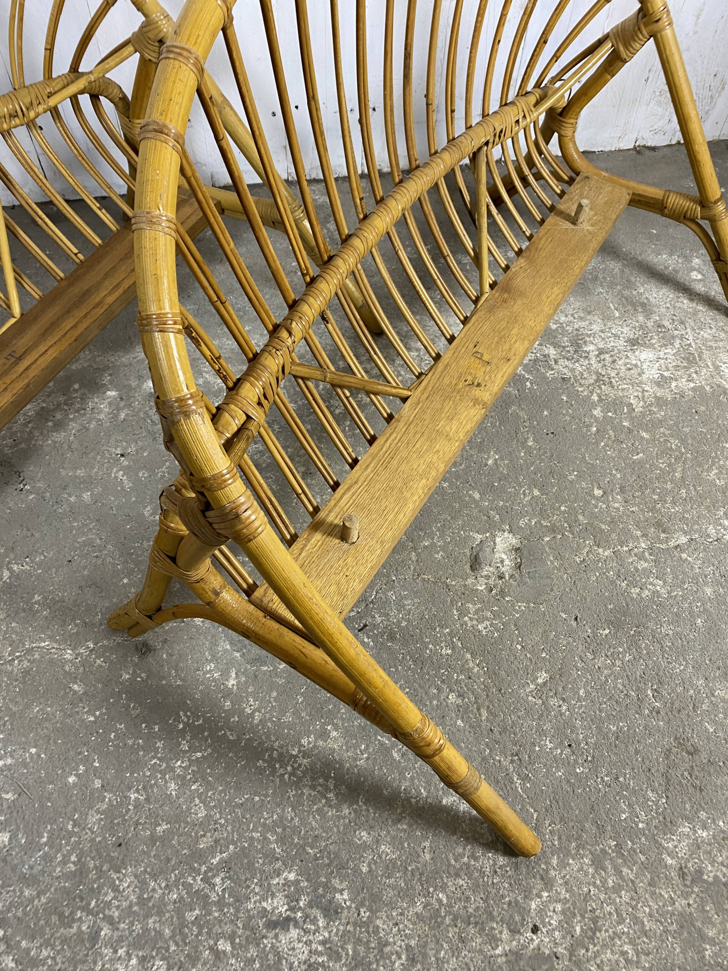 Antique rattan basket bed