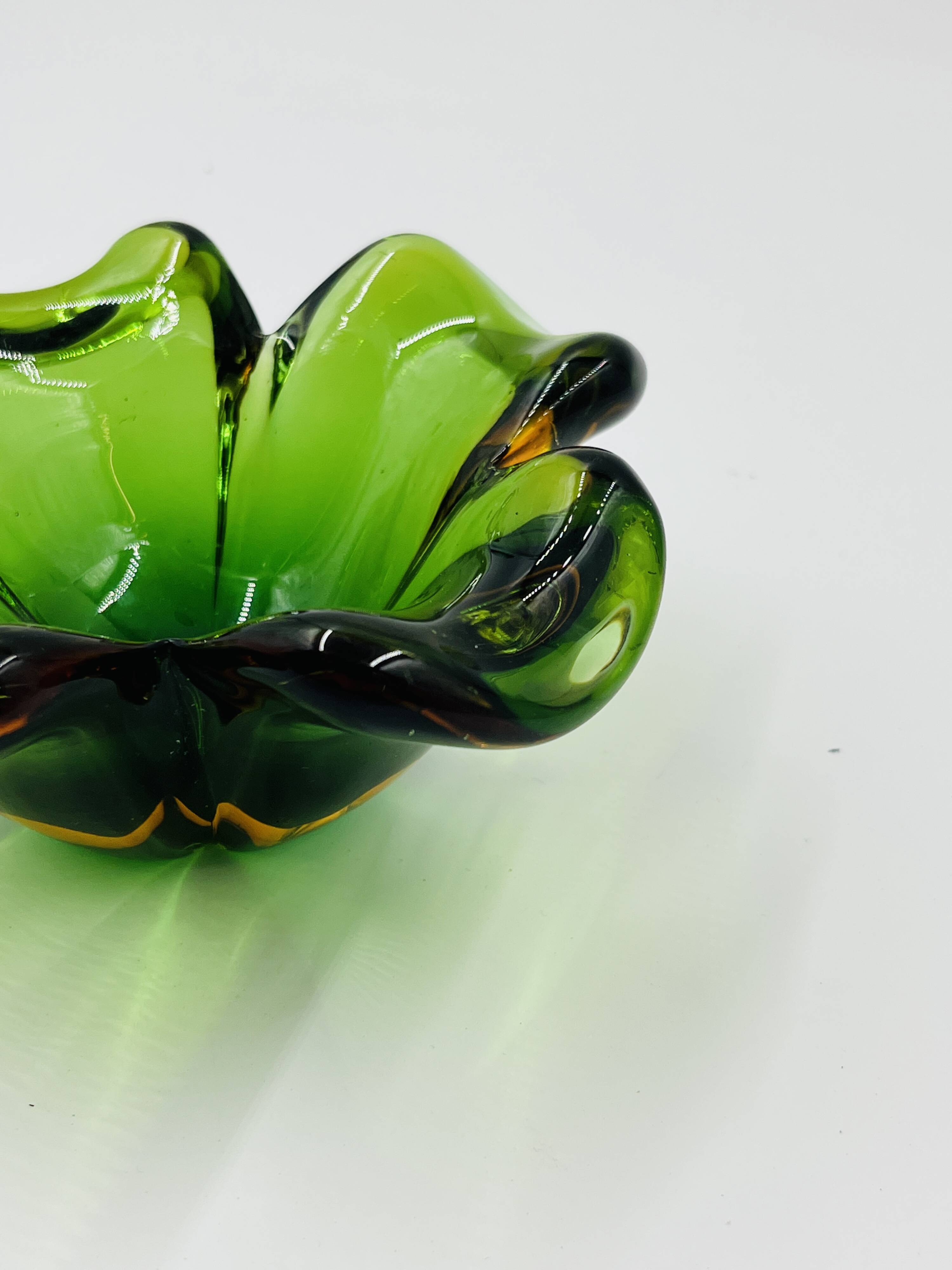 Biomorphic glass bowl from Murano attributed to Flavio Poli.