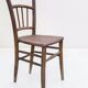 Chair with a slatted backrest and caned seat.
