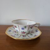 Limoges Porcelain Cup with Decor of Barbel Fish and Roses