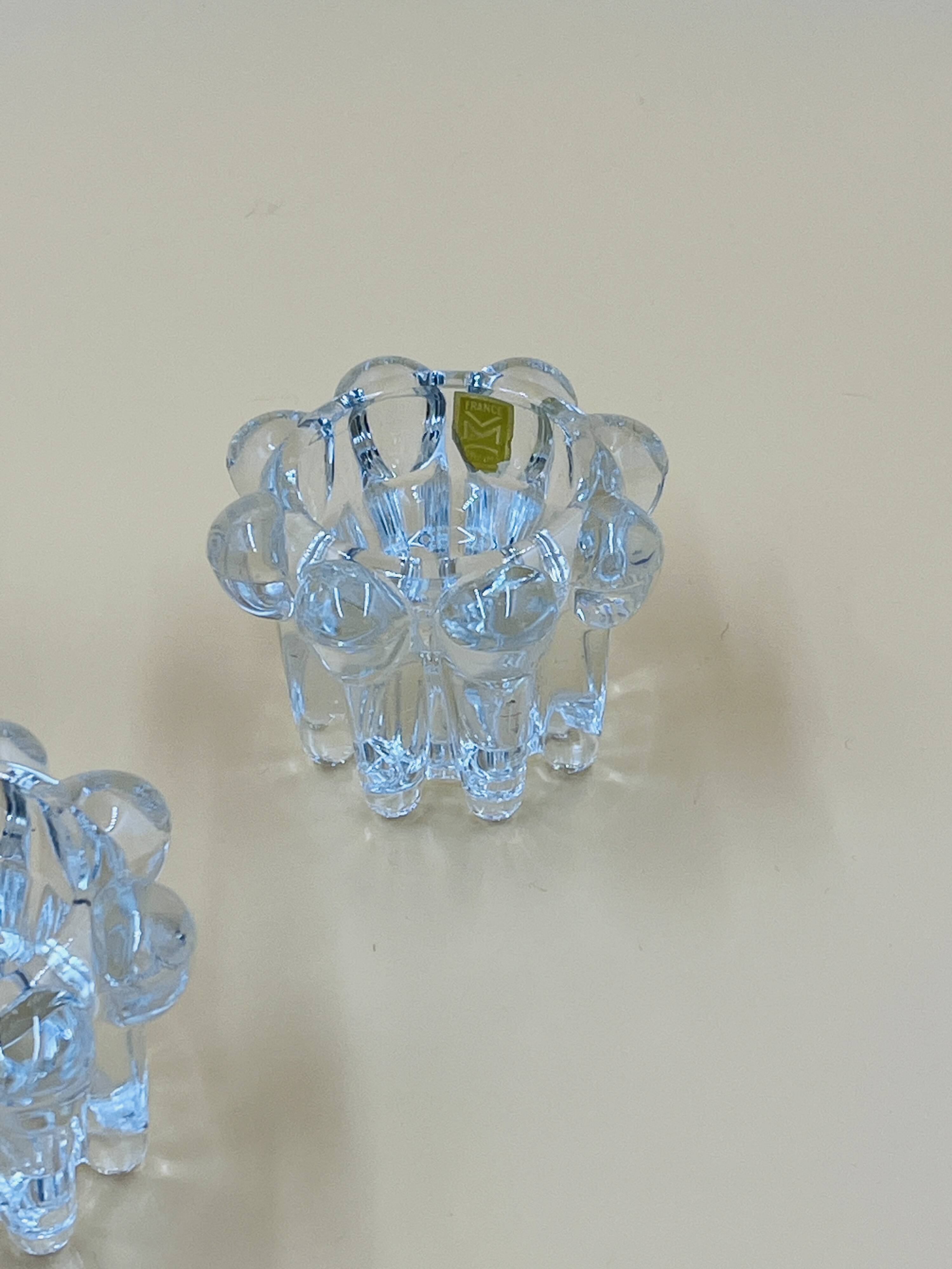Set of 3 vintage glass candle holders – Glassware from Reims