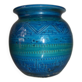 1960s vase by Aldo Londi for Bitossi in "Rimini blue" ceramic.