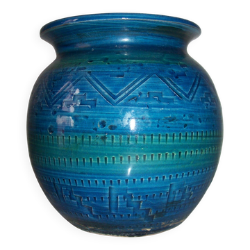 Vase "Rimini blue" en céramique par Aldo Londi pour Bitossi, années 60