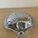 Vintage shell butter dish in silver metal and glass