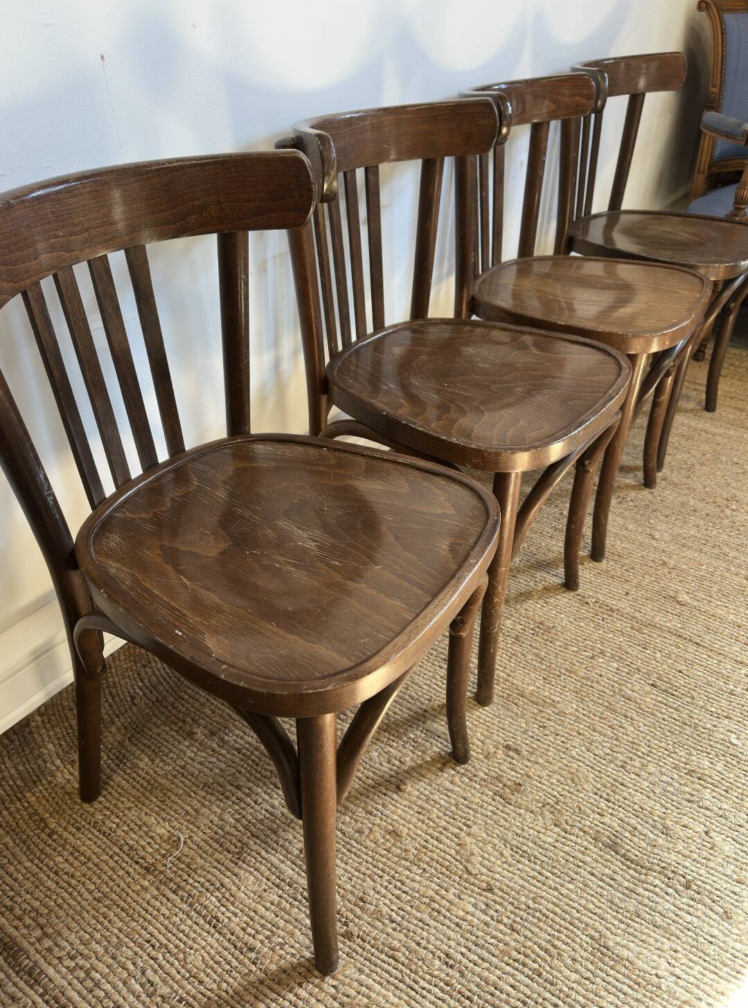 4 bentwood bistro chairs – slatted back – Baumann style