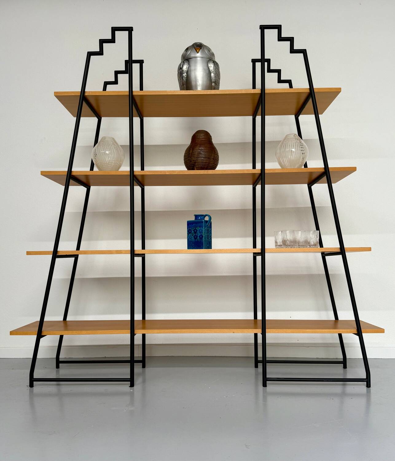 Étagère bibliothèque bois et métal design des années 80