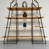 Étagère bibliothèque bois et métal design des années 80