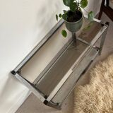 Vintage glass and chrome console coffee table
