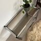 Table basse console verre et chrome vintage